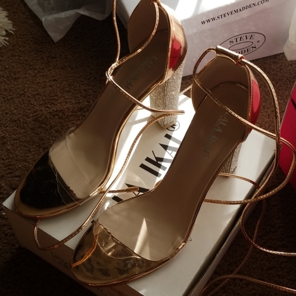 Rose Gold Rhinestone Heels - Picture 2 of 3